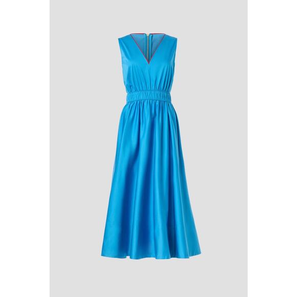 ROKSANDA COLLECTIVE Bright Blue V-Neck Sleeveless Zipper Back Midi Dress Size 6 - Picture 2 of 15